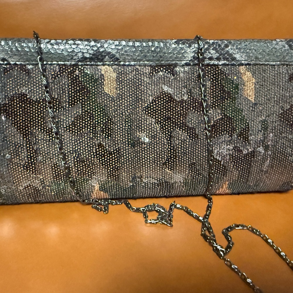 Big Buddha Metallic Snakeskin Camuoflage Clutch